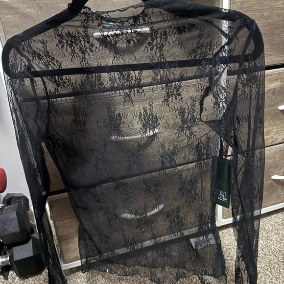 Black Sheer Lace Top - Picture 1 of 2